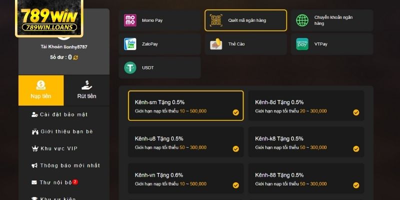 Các bước nạp tiền 789WIN chi tiết nhất mà tân binh cần nắm